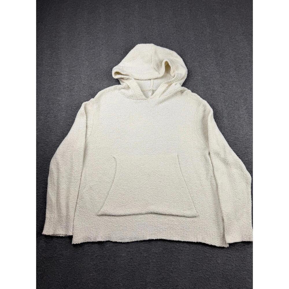 HELLO NITE Women's Cream Fuzzy Sherpa Size‎ Small Pullover Hoodie Sweatshirt